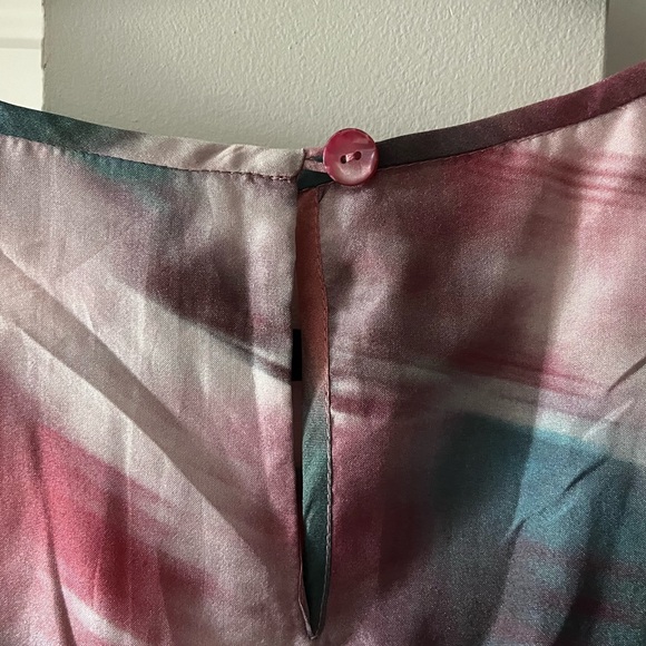 Classiques Entier | Pink Abstract Print Silk Blouse | Size Small - Picture 5 of 6